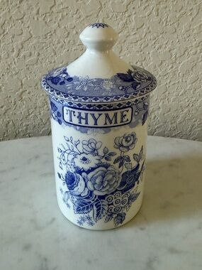 Vintage Spode Blue Room Collection Thyme Spice Jar | Blue Rose Transferware